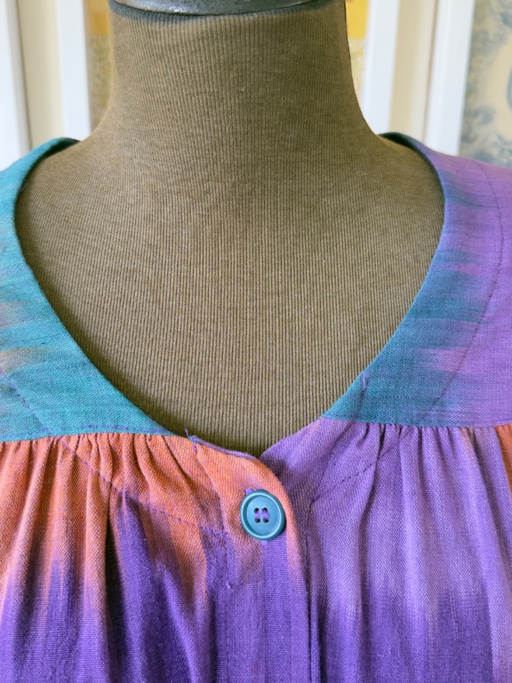 Vintage 80s Watercolour Maxi Dress | Abstract Tie-Dye | Boho Cottagecore - Picture 4 of 10